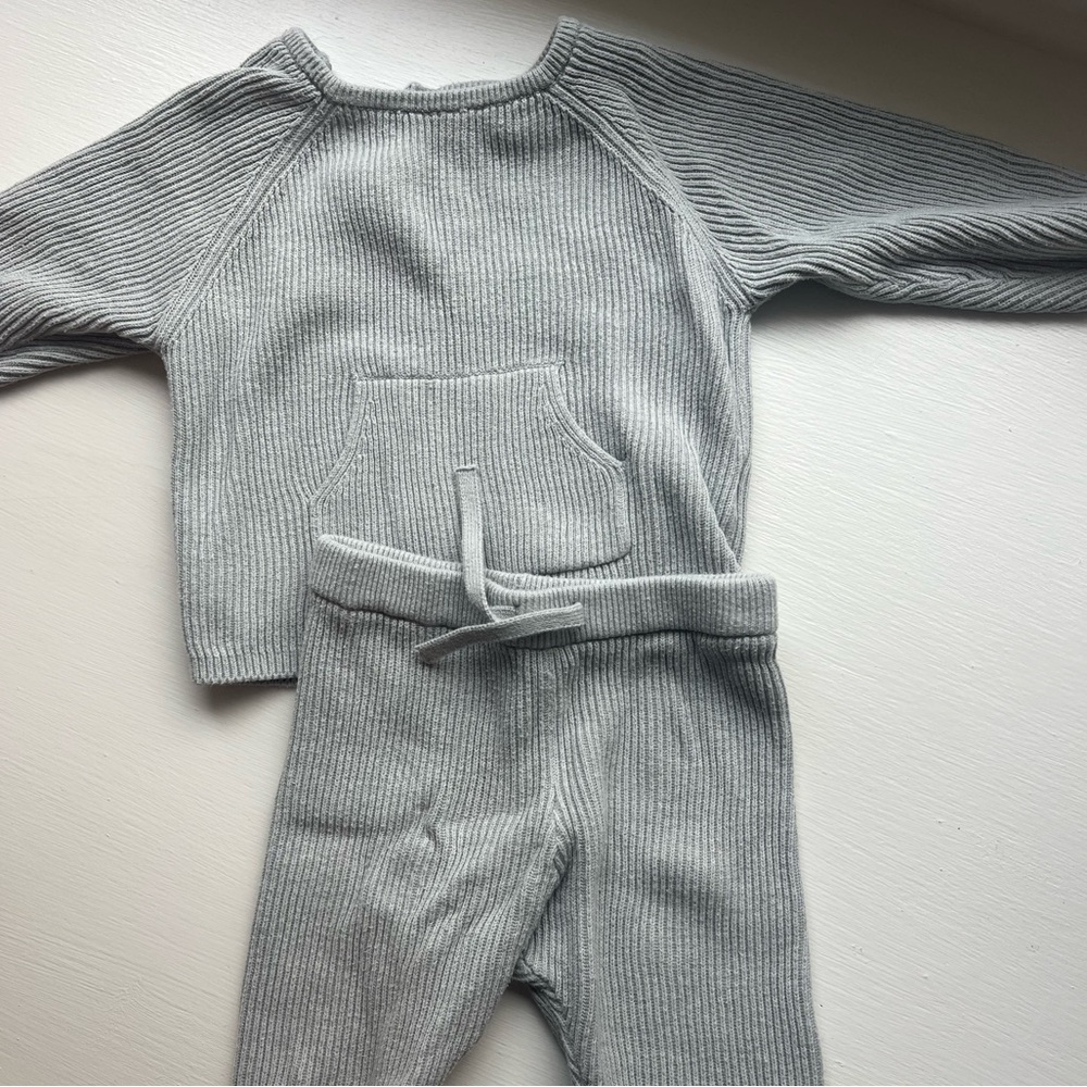 Zara Baby Knit Set Gray 6-9 months
